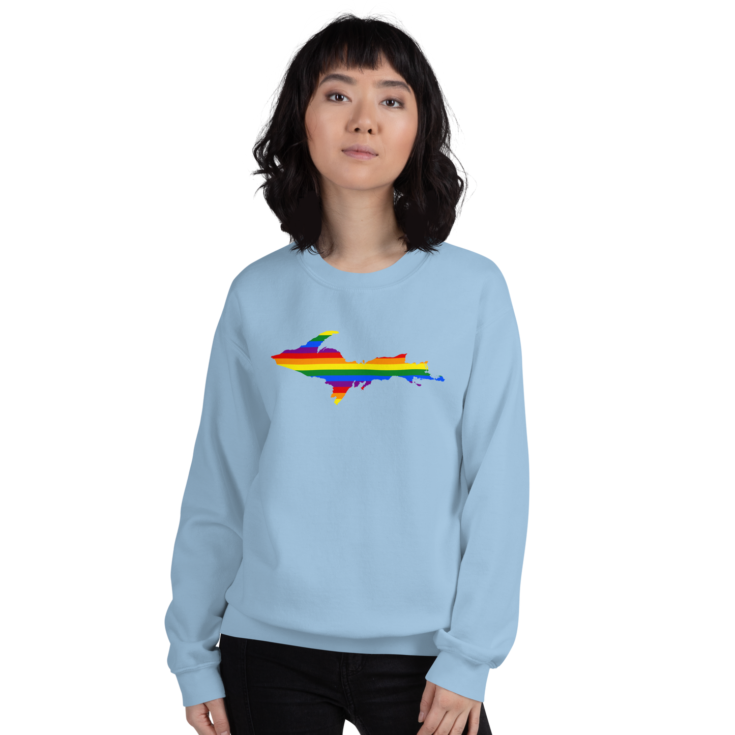 Michigan Upper Peninsula Sweatshirt (w/ UP Pride Flag Outline) | Unisex Standard