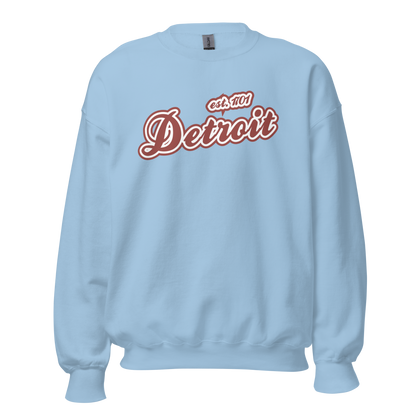 'Detroit 1701' Sweatshirt (Iron Ore Red Script Font) | Unisex Standard