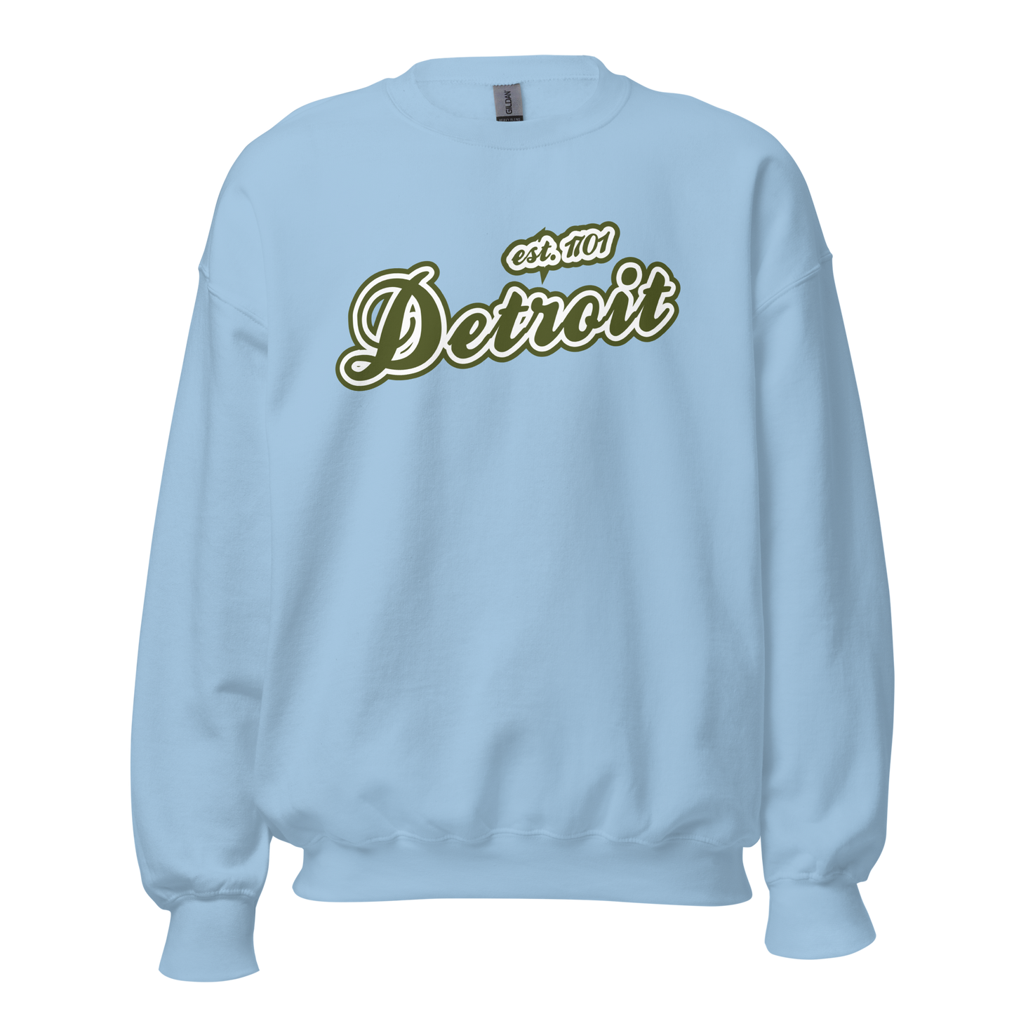 'Detroit 1701' Sweatshirt (Army Green Font) | Unisex Standard