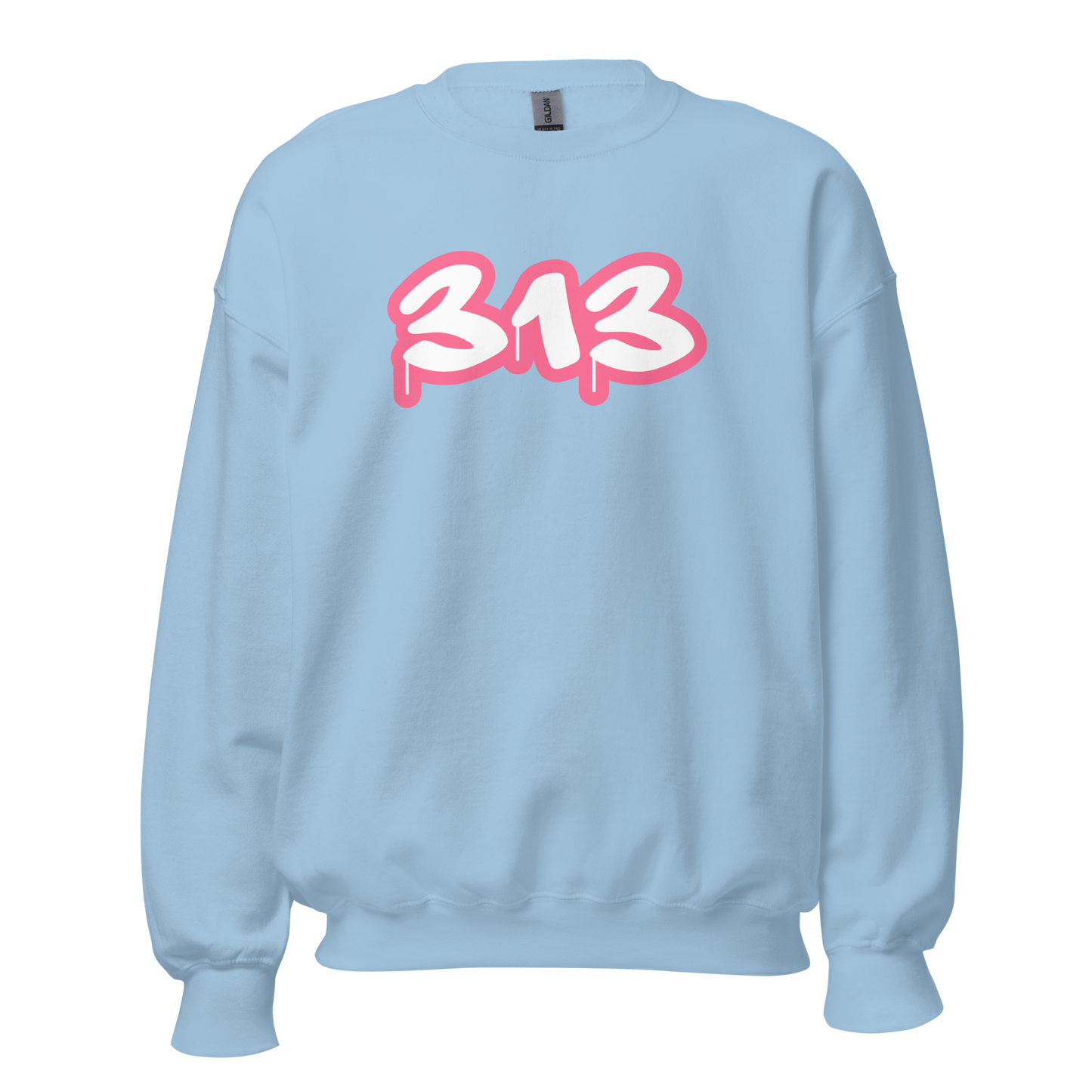 Detroit '313' Sweatshirt (Rhodochrosite Pink Tag Font) | Unisex Standard