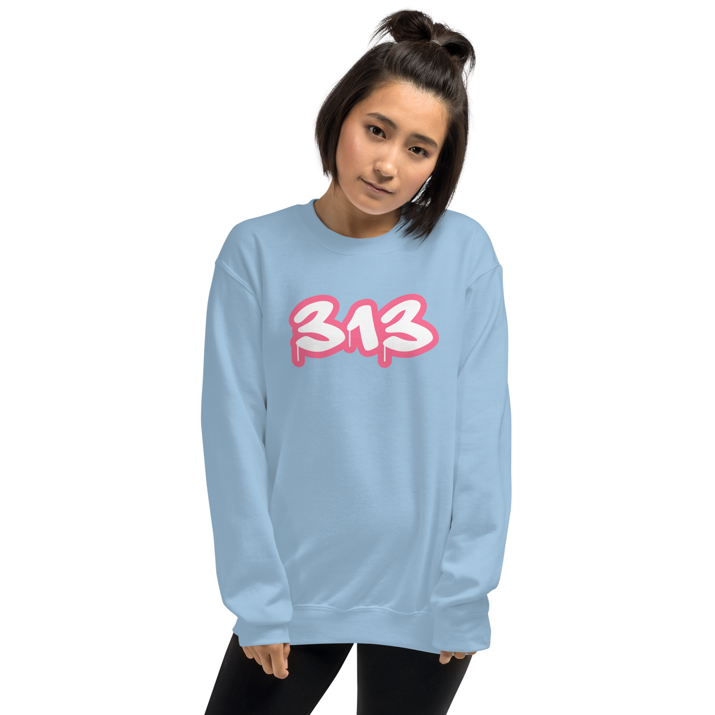 Detroit '313' Sweatshirt (Rhodochrosite Pink Tag Font) | Unisex Standard