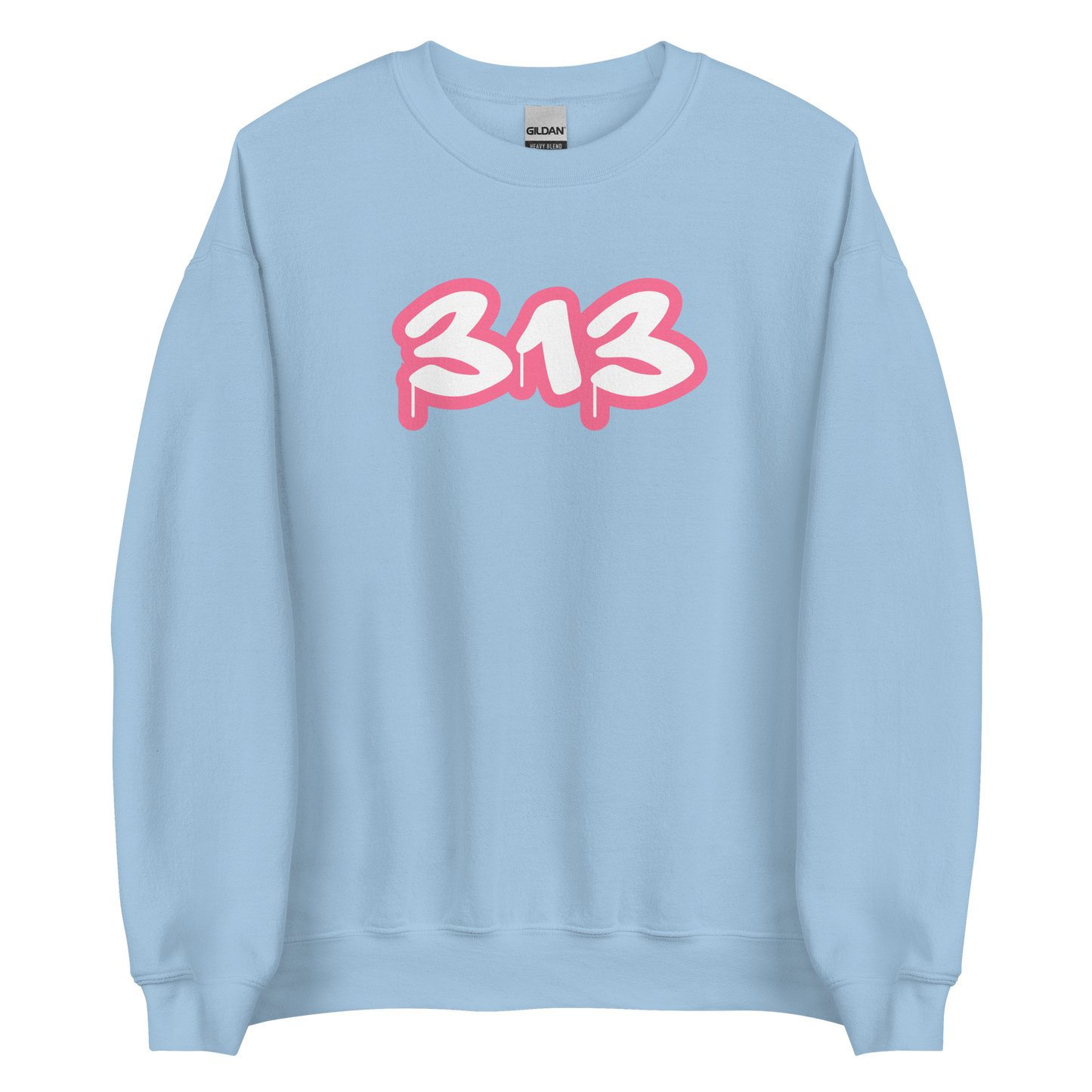 Detroit '313' Sweatshirt (Rhodochrosite Pink Tag Font) | Unisex Standard