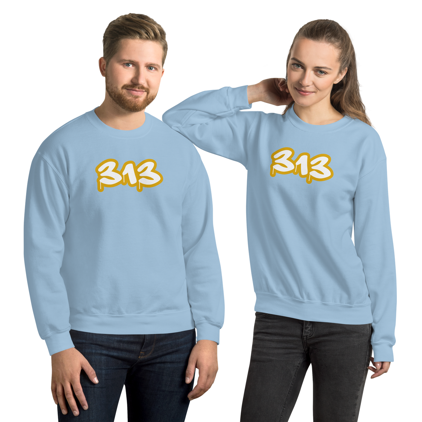 Detroit '313' Sweatshirt (Gold Tag Font) | Unisex Standard