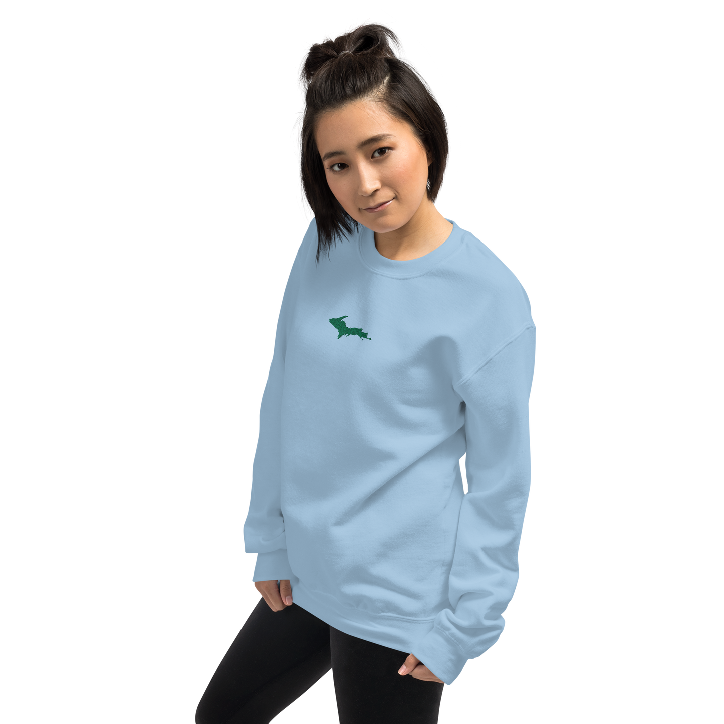 Michigan Upper Peninsula Sweatshirt (w/ Embroidered Green UP Outline) | Unisex Standard