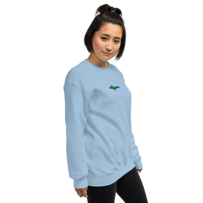 Michigan Upper Peninsula Sweatshirt (w/ Embroidered Green UP Outline) | Unisex Standard