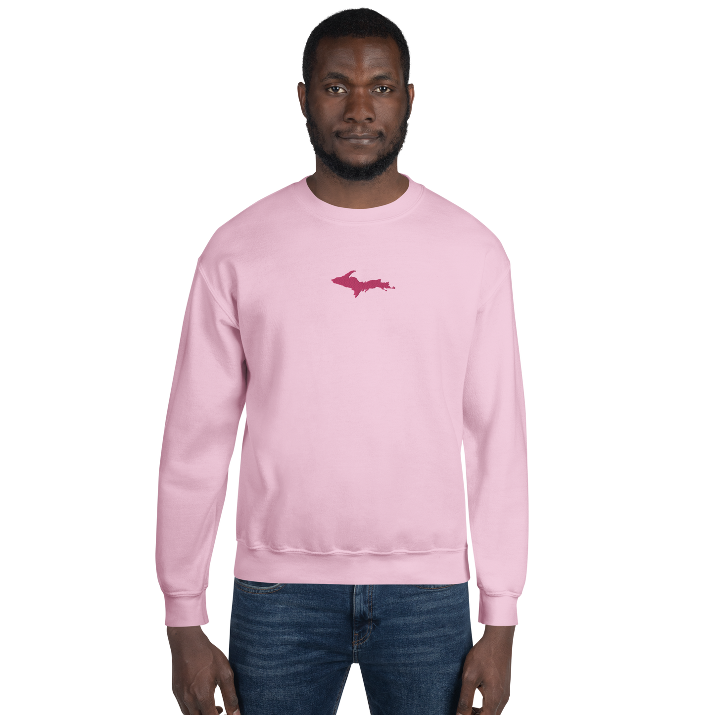 Michigan Upper Peninsula Sweatshirt (w/ Embroidered Pink UP Outline) | Unisex Standard