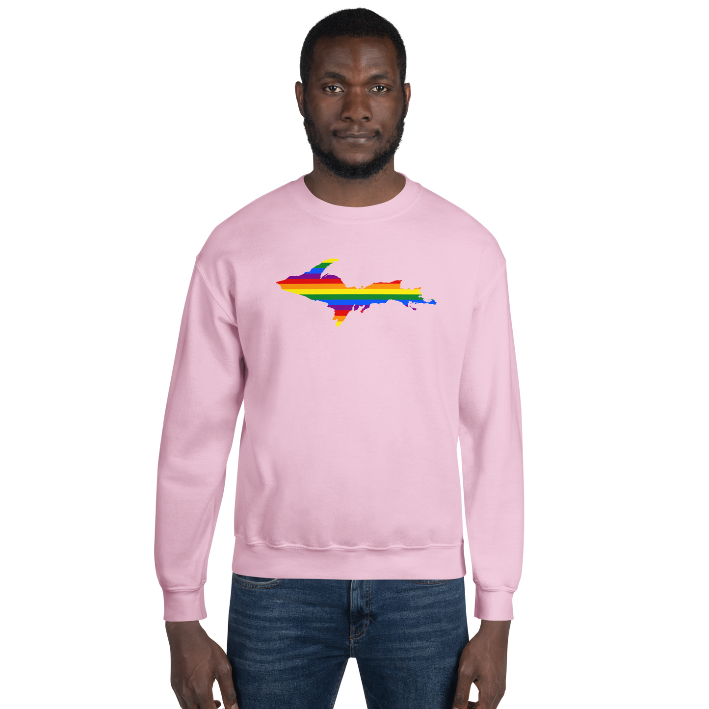 Michigan Upper Peninsula Sweatshirt (w/ UP Pride Flag Outline) | Unisex Standard