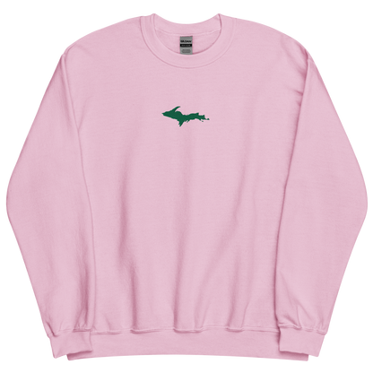 Michigan Upper Peninsula Sweatshirt (w/ Embroidered Green UP Outline) | Unisex Standard