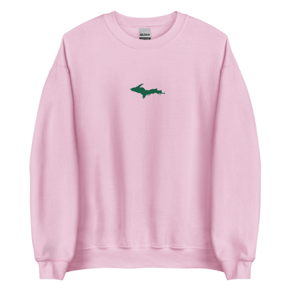 Michigan Upper Peninsula Sweatshirt (w/ Embroidered Green UP Outline) | Unisex Standard