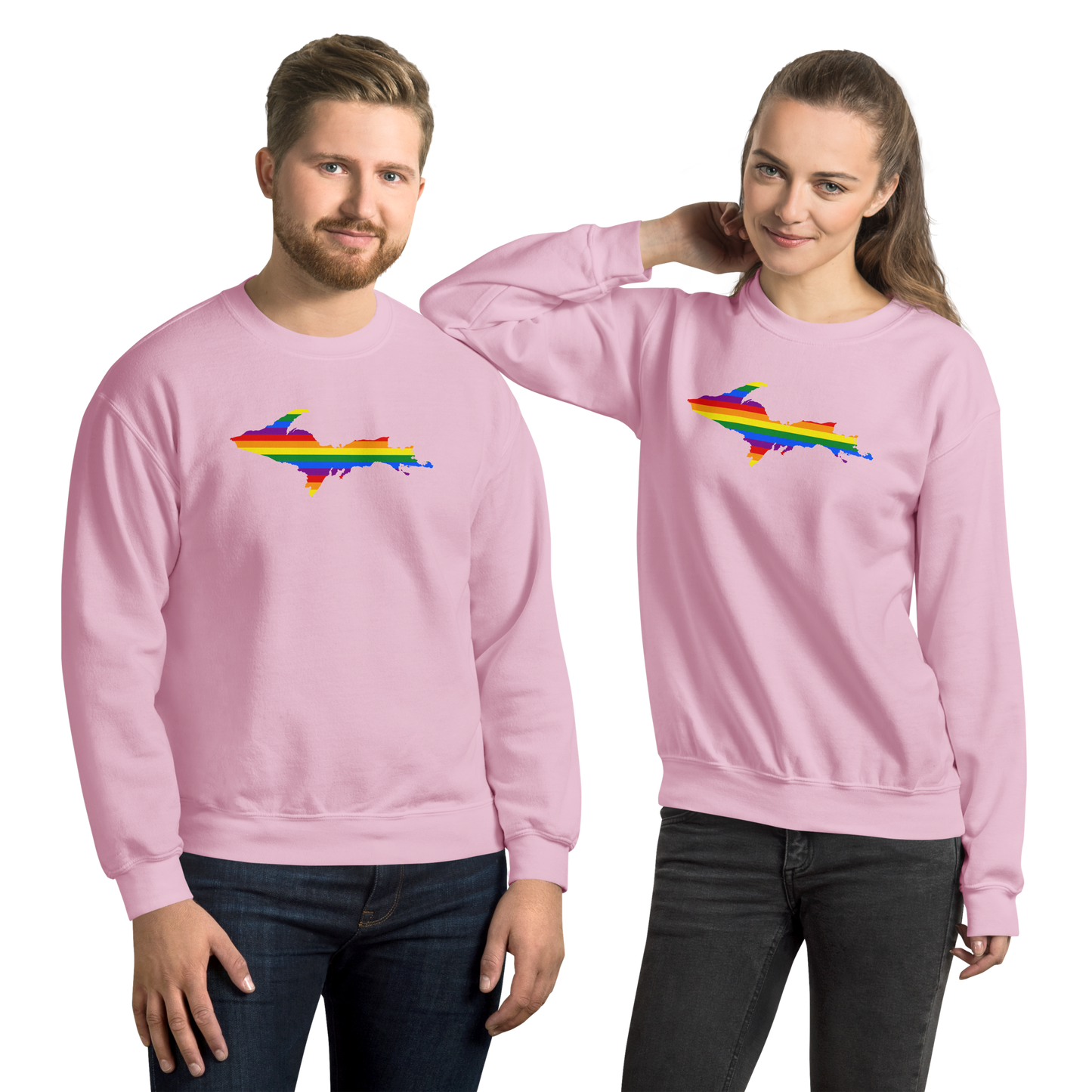 Michigan Upper Peninsula Sweatshirt (w/ UP Pride Flag Outline) | Unisex Standard