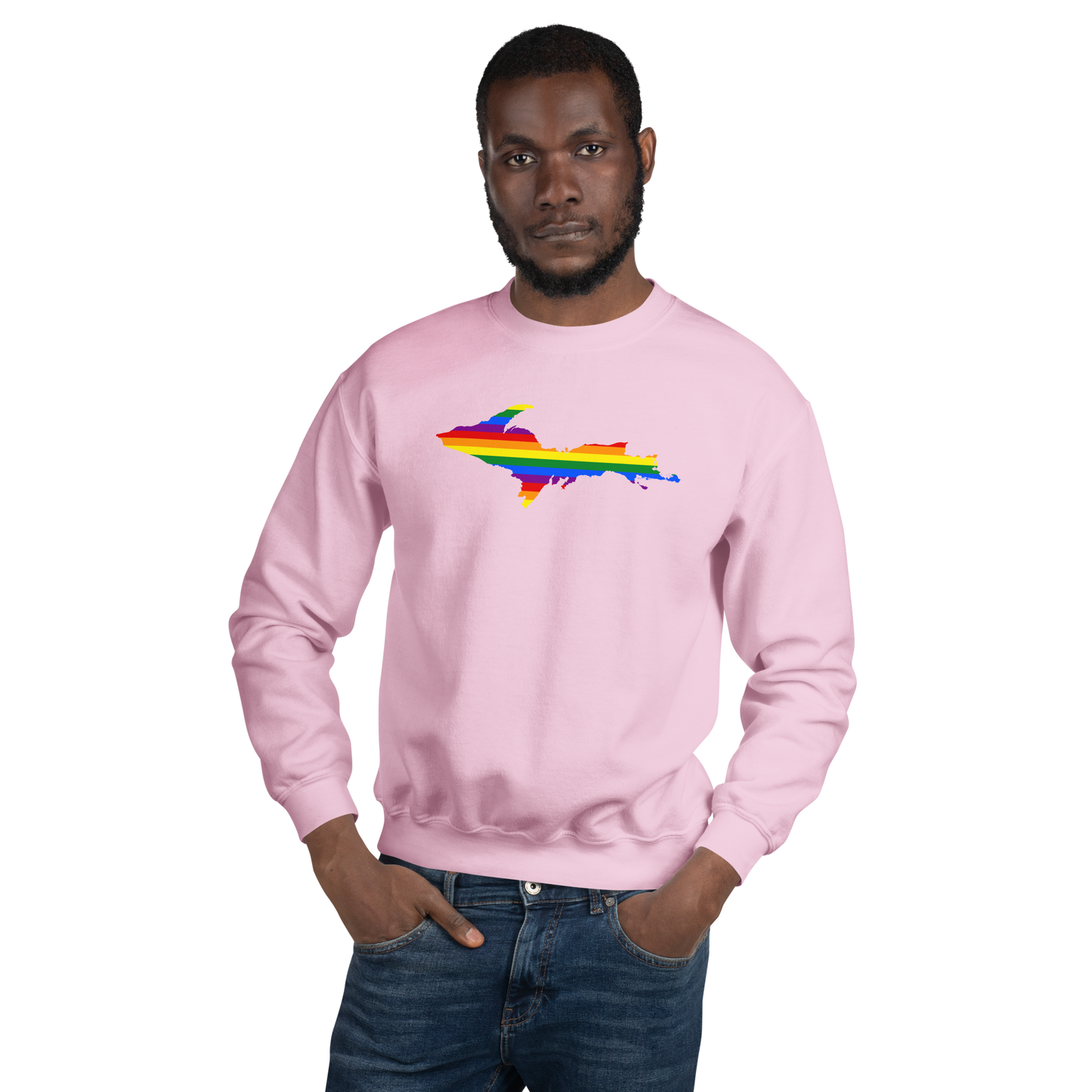 Michigan Upper Peninsula Sweatshirt (w/ UP Pride Flag Outline) | Unisex Standard