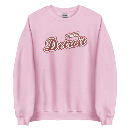 'Detroit 1701' Sweatshirt (Iron Ore Red Script Font) | Unisex Standard