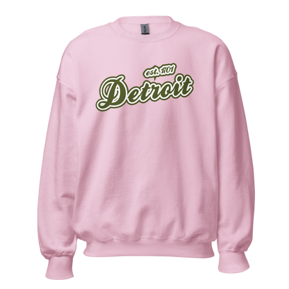 'Detroit 1701' Sweatshirt (Army Green Font) | Unisex Standard