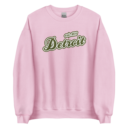 'Detroit 1701' Sweatshirt (Army Green Font) | Unisex Standard