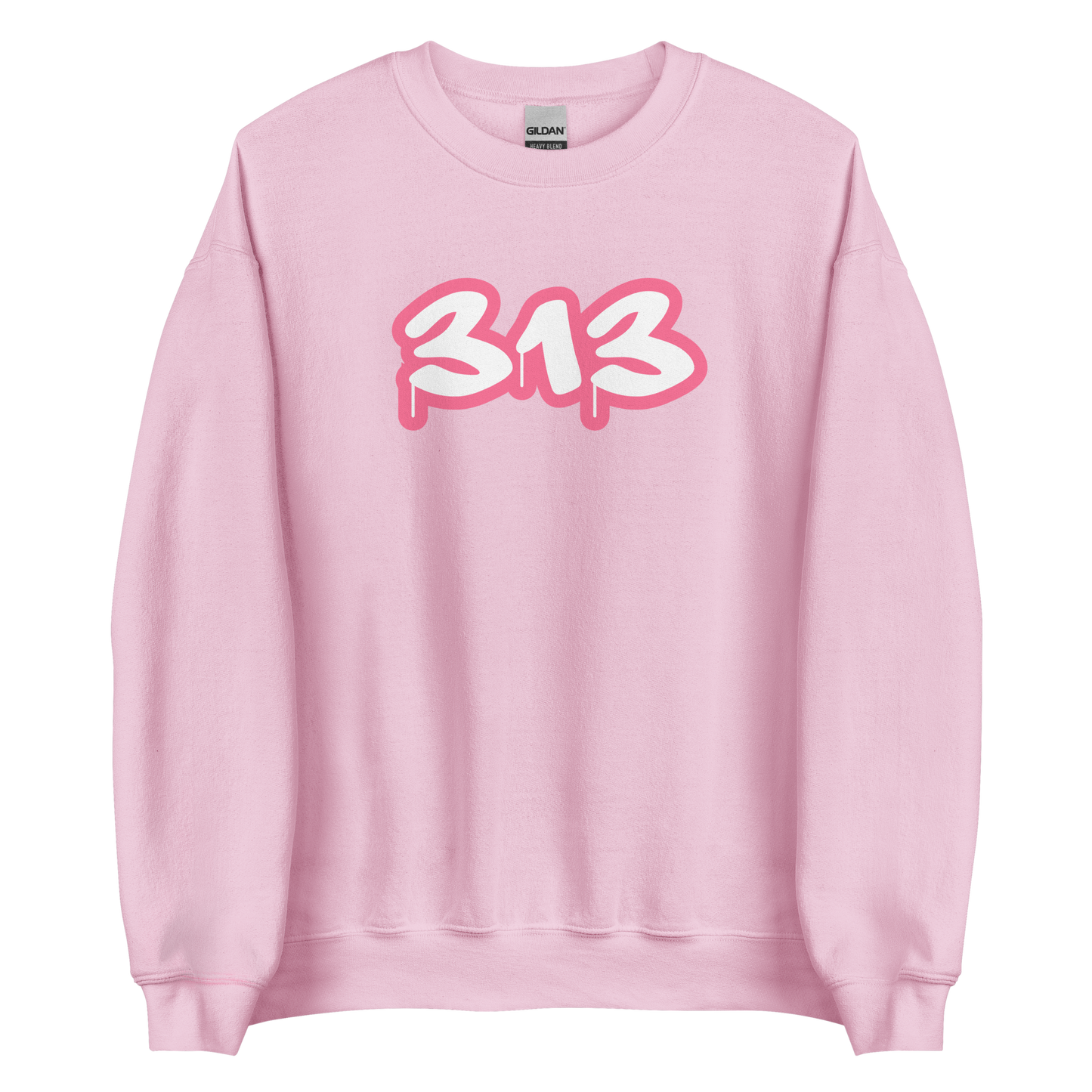 Detroit '313' Sweatshirt (Rhodochrosite Pink Tag Font) | Unisex Standard