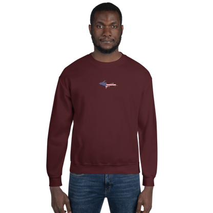 Michigan Upper Peninsula Sweatshirt (w/ Embroidered UP USA Flag Outline) | Unisex Standard