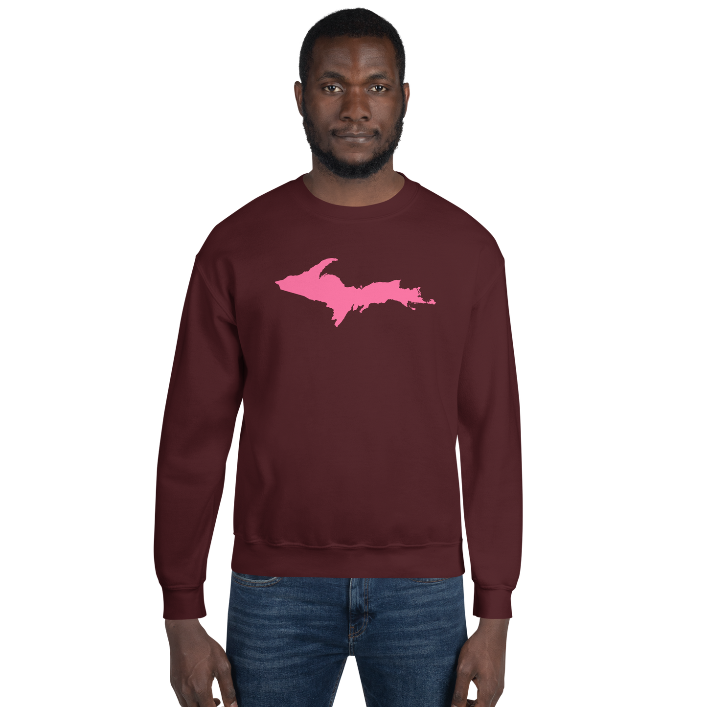 Michigan Upper Peninsula Sweatshirt (w/ Pink UP Outline) | Unisex Standard