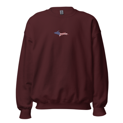 Michigan Upper Peninsula Sweatshirt (w/ Embroidered UP USA Flag Outline) | Unisex Standard