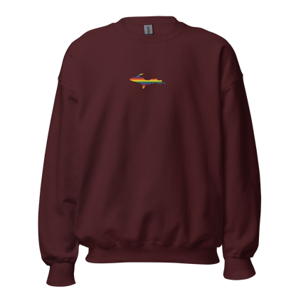 Michigan Upper Peninsula Sweatshirt (w/ Embroidered UP Pride Flag Outline) | Unisex Standard