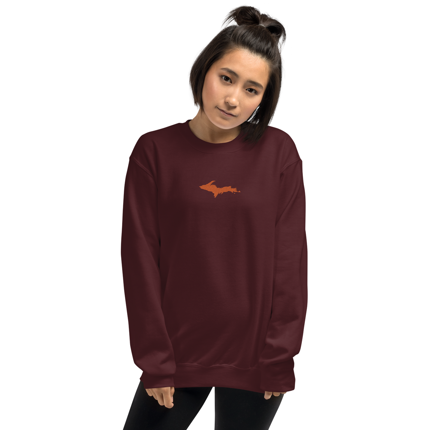 Michigan Upper Peninsula Sweatshirt (w/ Embroidered Orange UP Outline) | Unisex Standard