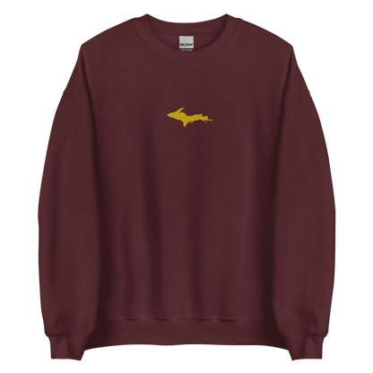 Michigan Upper Peninsula Sweatshirt (w/ Embroidered Gold UP Outline) | Unisex Standard