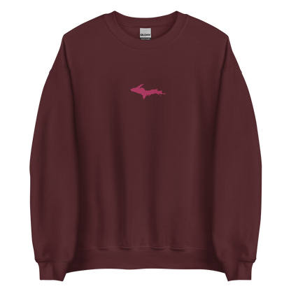 Michigan Upper Peninsula Sweatshirt (w/ Embroidered Pink UP Outline) | Unisex Standard