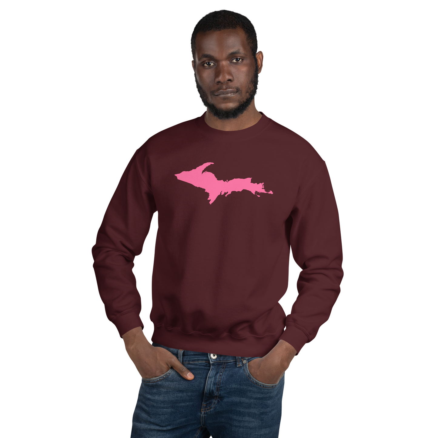 Michigan Upper Peninsula Sweatshirt (w/ Pink UP Outline) | Unisex Standard