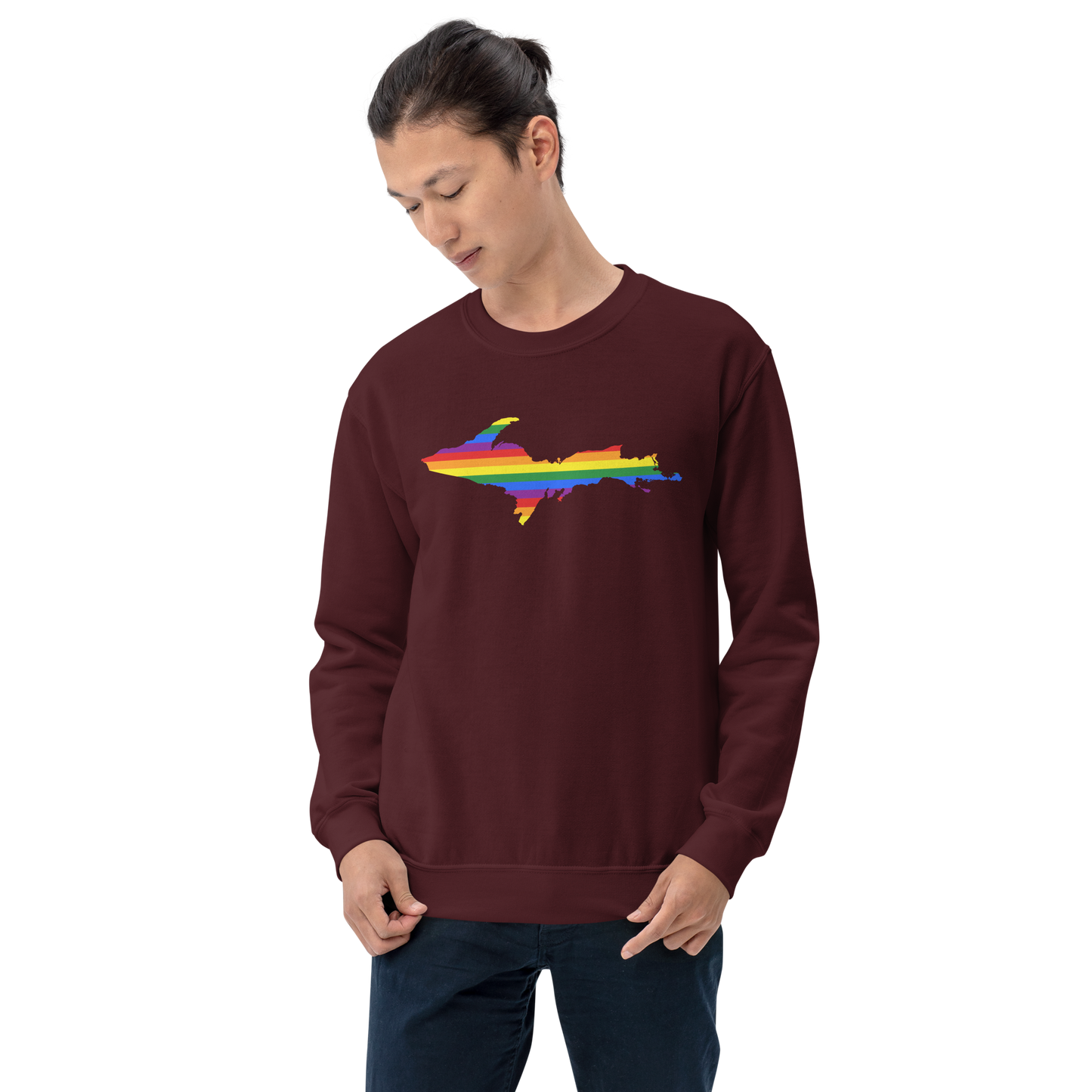 Michigan Upper Peninsula Sweatshirt (w/ UP Pride Flag Outline) | Unisex Standard