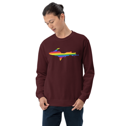 Michigan Upper Peninsula Sweatshirt (w/ UP Pride Flag Outline) | Unisex Standard