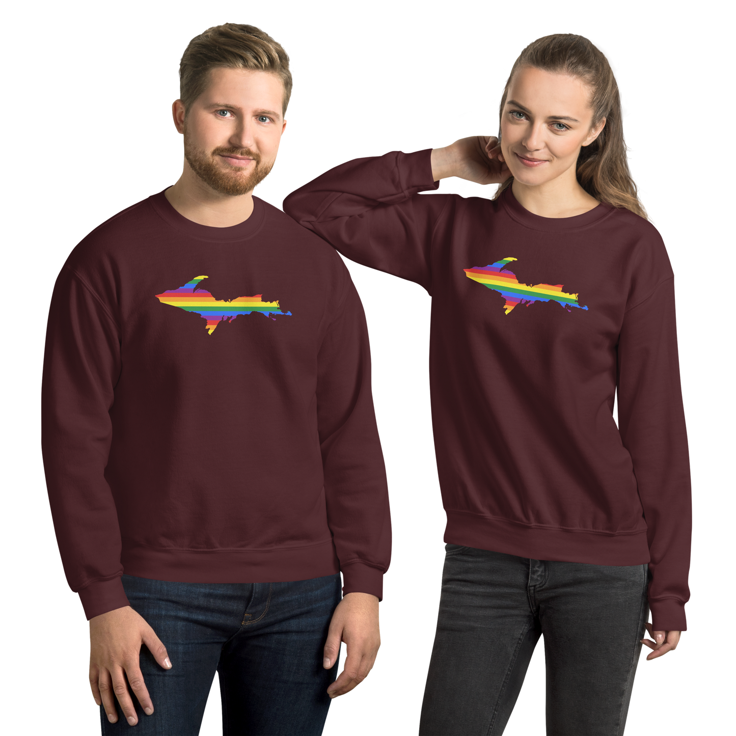 Michigan Upper Peninsula Sweatshirt (w/ UP Pride Flag Outline) | Unisex Standard