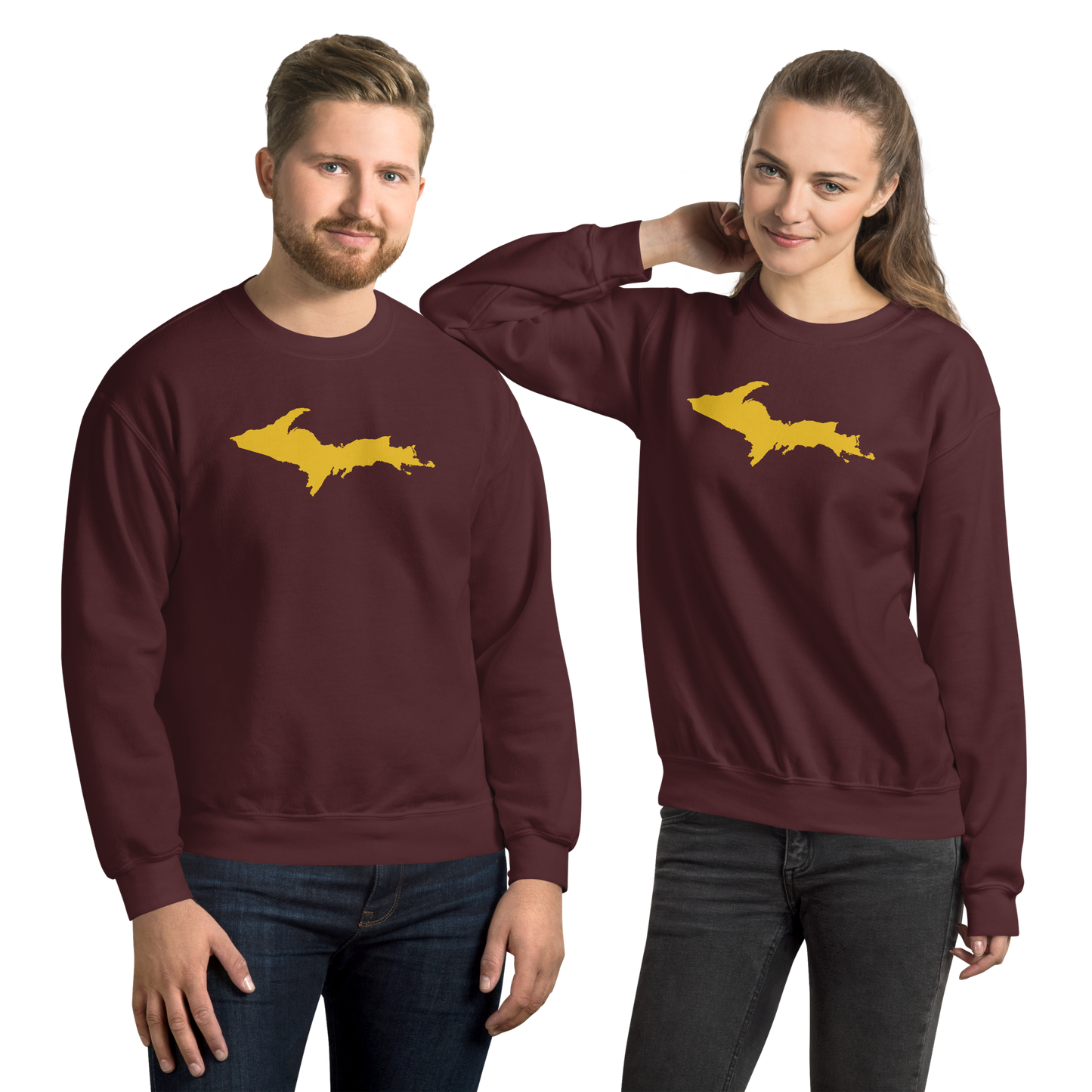 Michigan Upper Peninsula Sweatshirt (w/ Gold UP Outline) | Unisex Standard