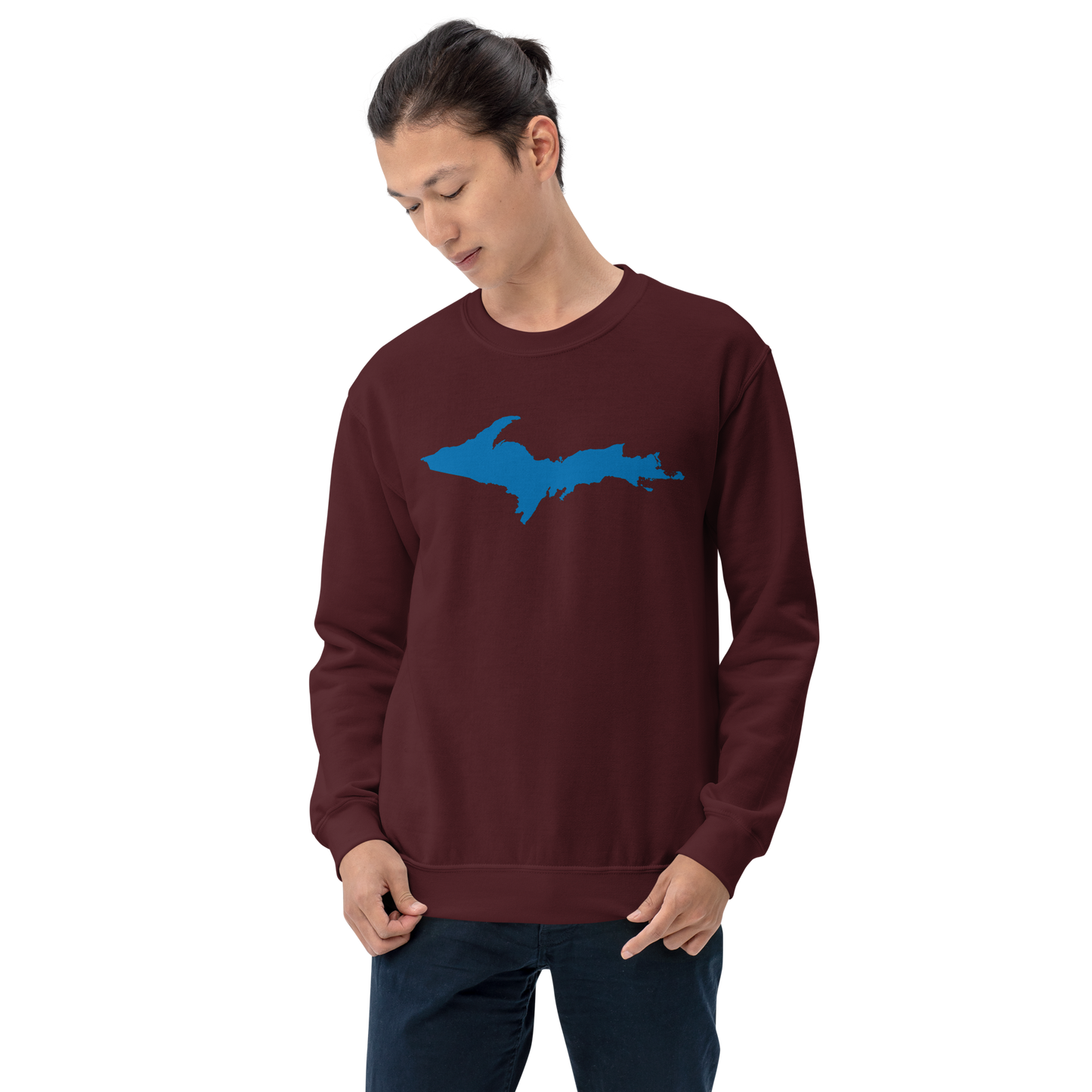 Michigan Upper Peninsula Sweatshirt (w/ Azure UP Outline) | Unisex Standard