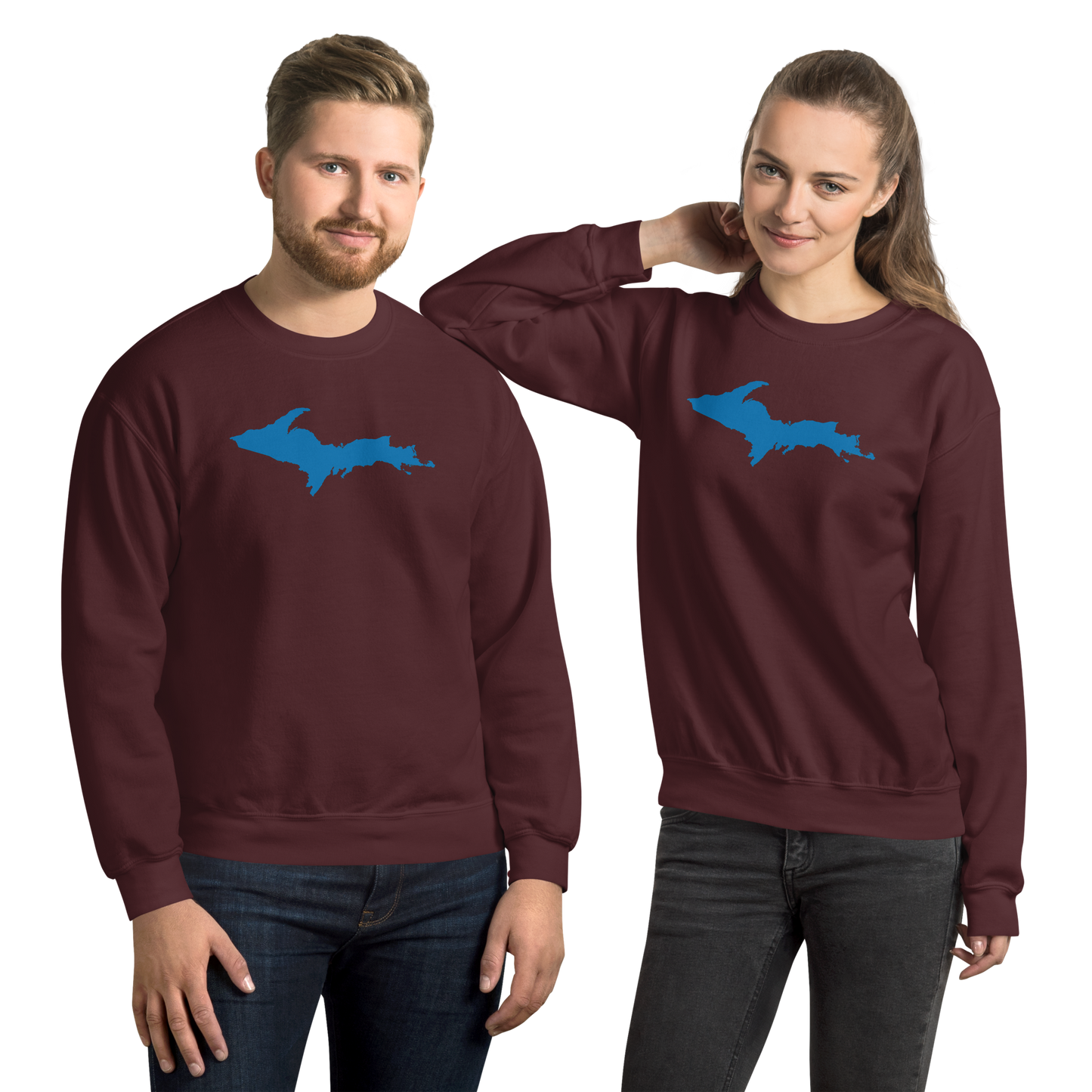 Michigan Upper Peninsula Sweatshirt (w/ Azure UP Outline) | Unisex Standard