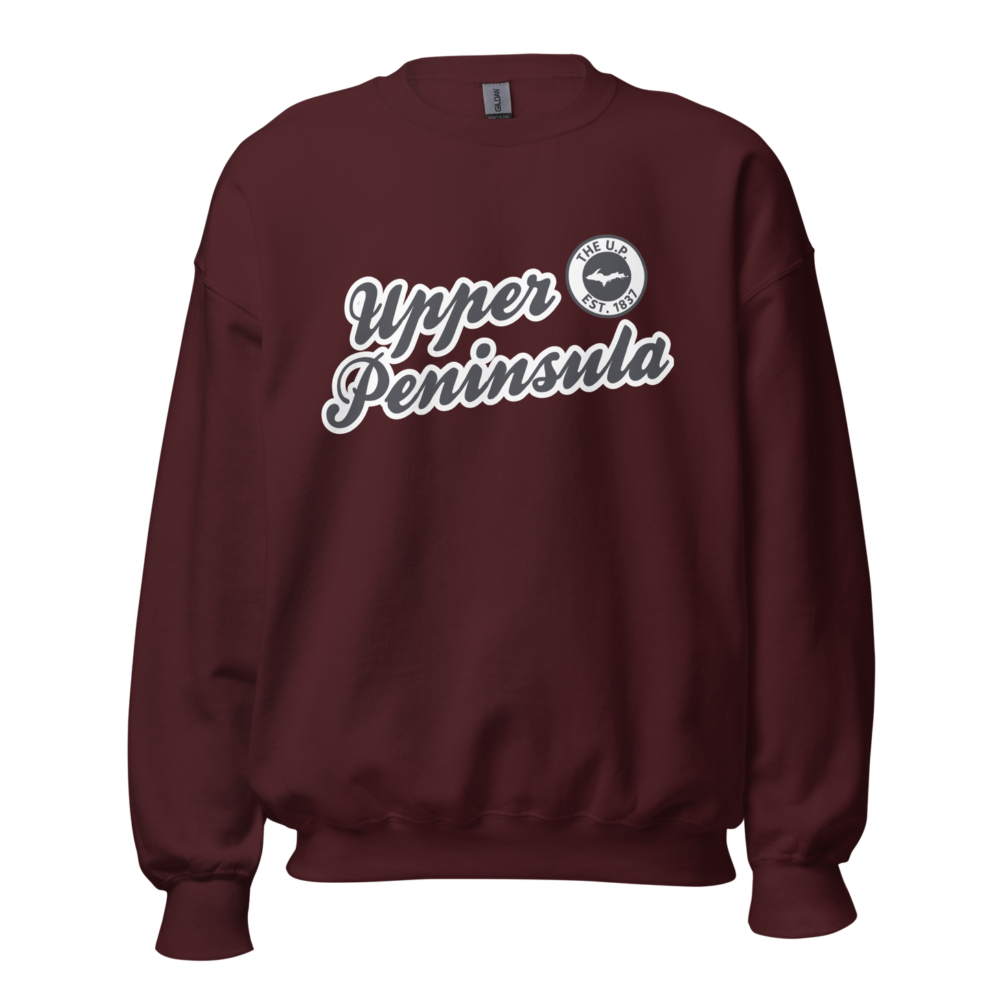 'Upper Peninsula EST. 1837' Sweatshirt (Iron Ore Grey Script Font) | Unisex Standard