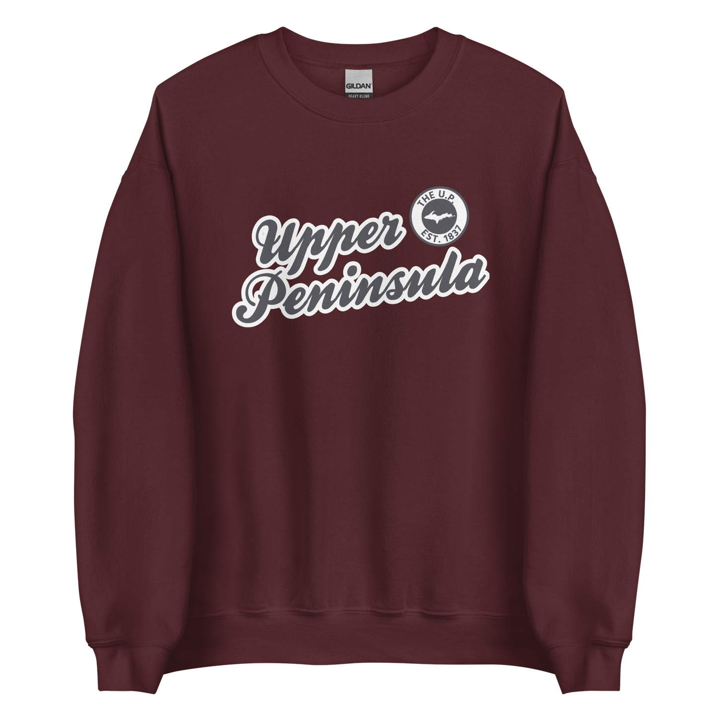 'Upper Peninsula EST. 1837' Sweatshirt (Iron Ore Grey Script Font) | Unisex Standard