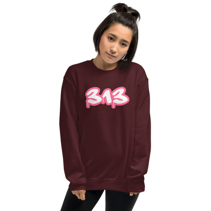 Detroit '313' Sweatshirt (Rhodochrosite Pink Tag Font) | Unisex Standard