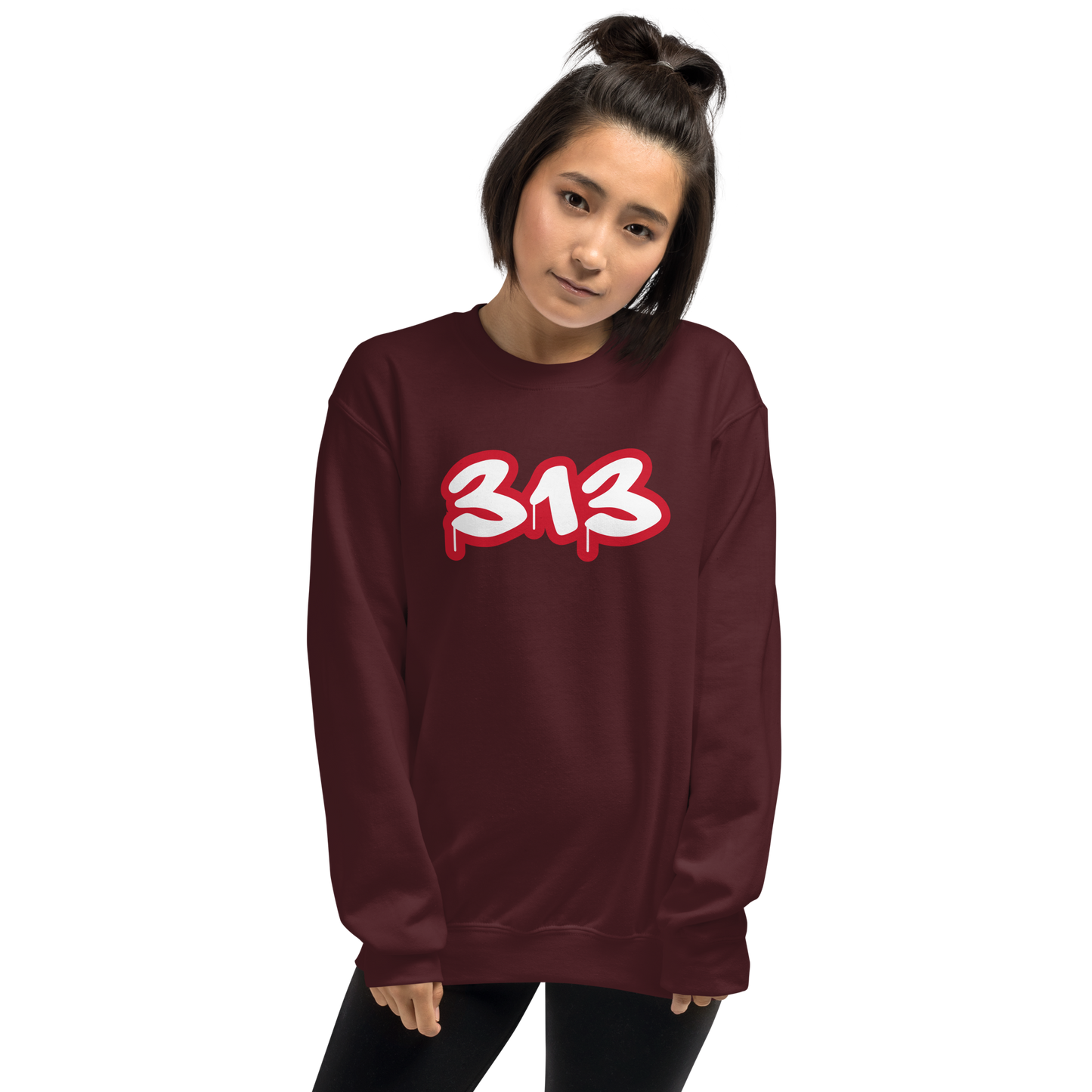 Detroit '313' Sweatshirt (Aliform Red Tag Font) | Unisex Standard