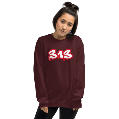 Detroit '313' Sweatshirt (Aliform Red Tag Font) | Unisex Standard