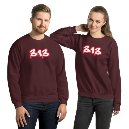 Detroit '313' Sweatshirt (Aliform Red Tag Font) | Unisex Standard