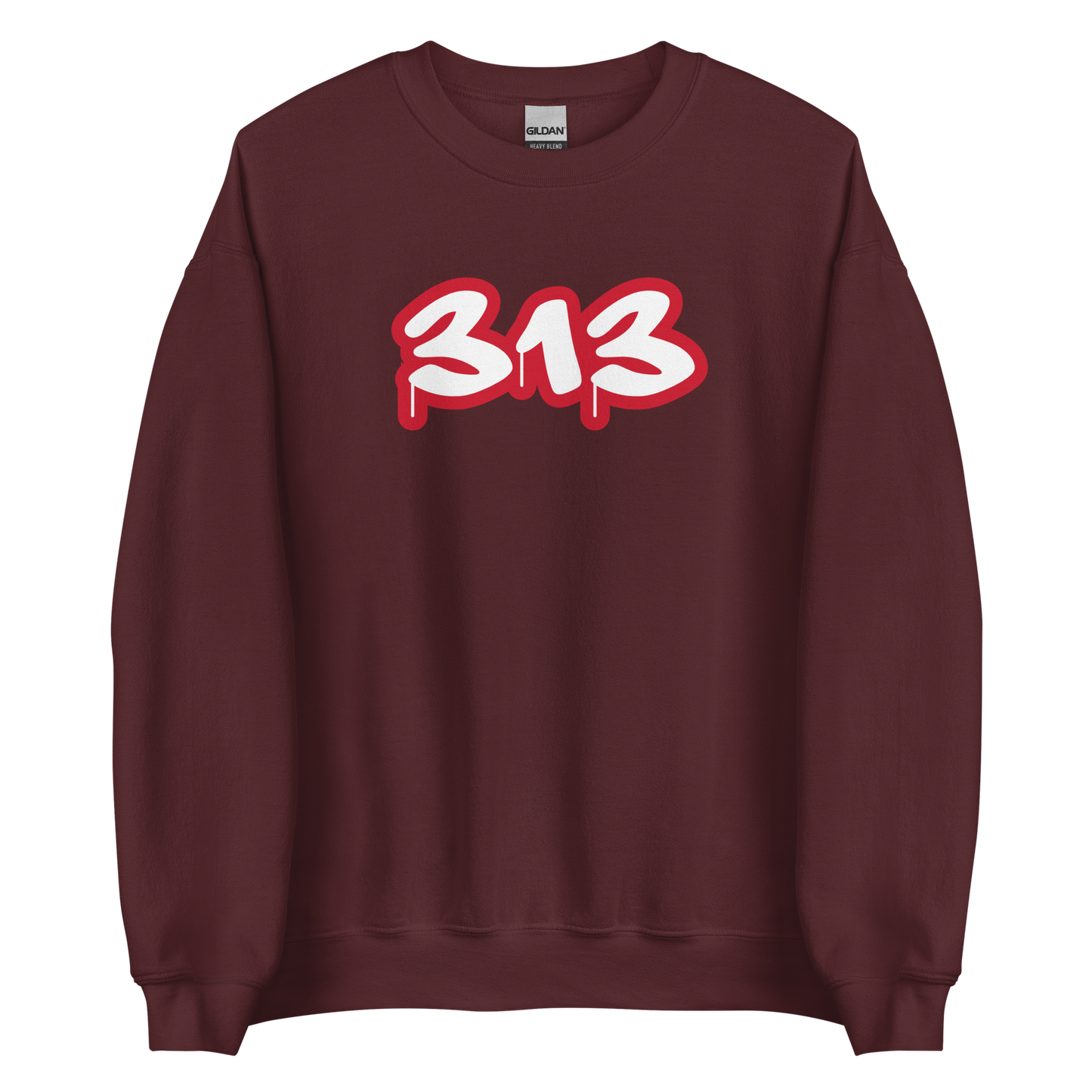 Detroit '313' Sweatshirt (Aliform Red Tag Font) | Unisex Standard