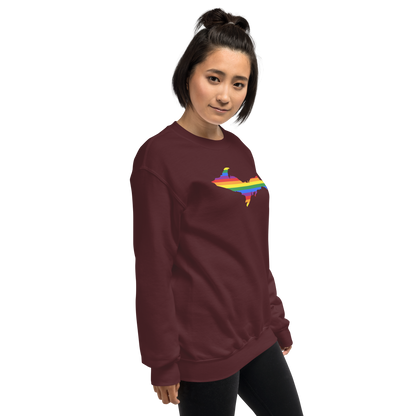 Michigan Upper Peninsula Sweatshirt (w/ UP Pride Flag Outline) | Unisex Standard