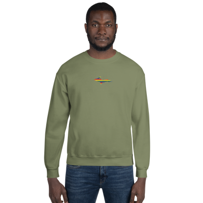 Michigan Upper Peninsula Sweatshirt (w/ Embroidered UP Pride Flag Outline) | Unisex Standard