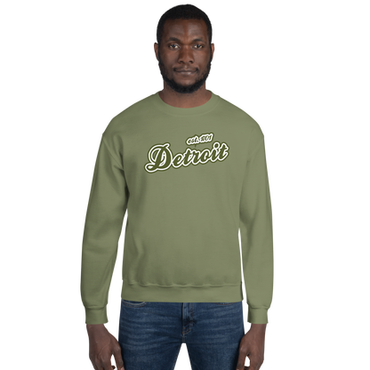 'Detroit 1701' Sweatshirt (Army Green Font) | Unisex Standard