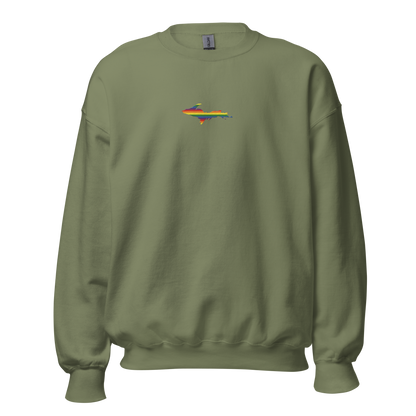 Michigan Upper Peninsula Sweatshirt (w/ Embroidered UP Pride Flag Outline) | Unisex Standard