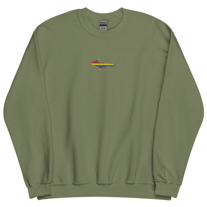 Michigan Upper Peninsula Sweatshirt (w/ Embroidered UP Pride Flag Outline) | Unisex Standard