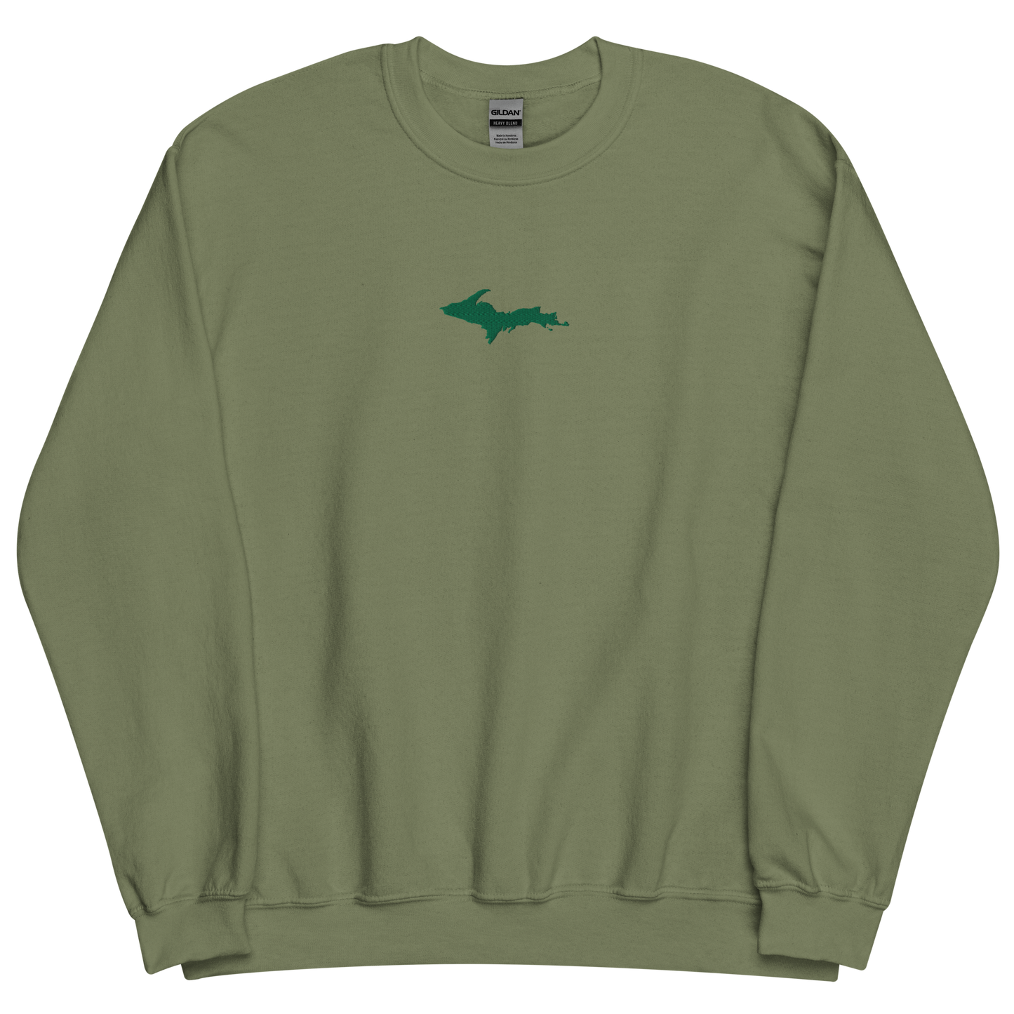 Michigan Upper Peninsula Sweatshirt (w/ Embroidered Green UP Outline) | Unisex Standard