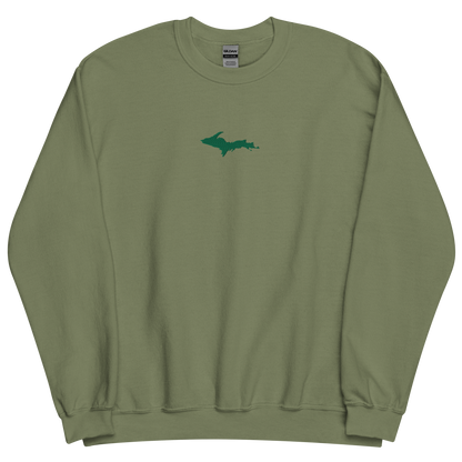 Michigan Upper Peninsula Sweatshirt (w/ Embroidered Green UP Outline) | Unisex Standard