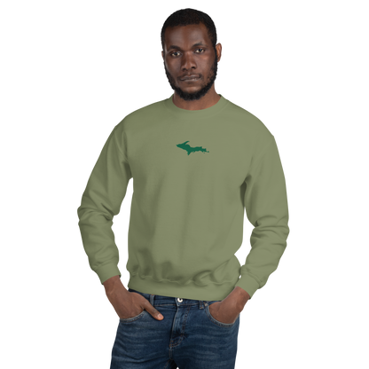 Michigan Upper Peninsula Sweatshirt (w/ Embroidered Green UP Outline) | Unisex Standard