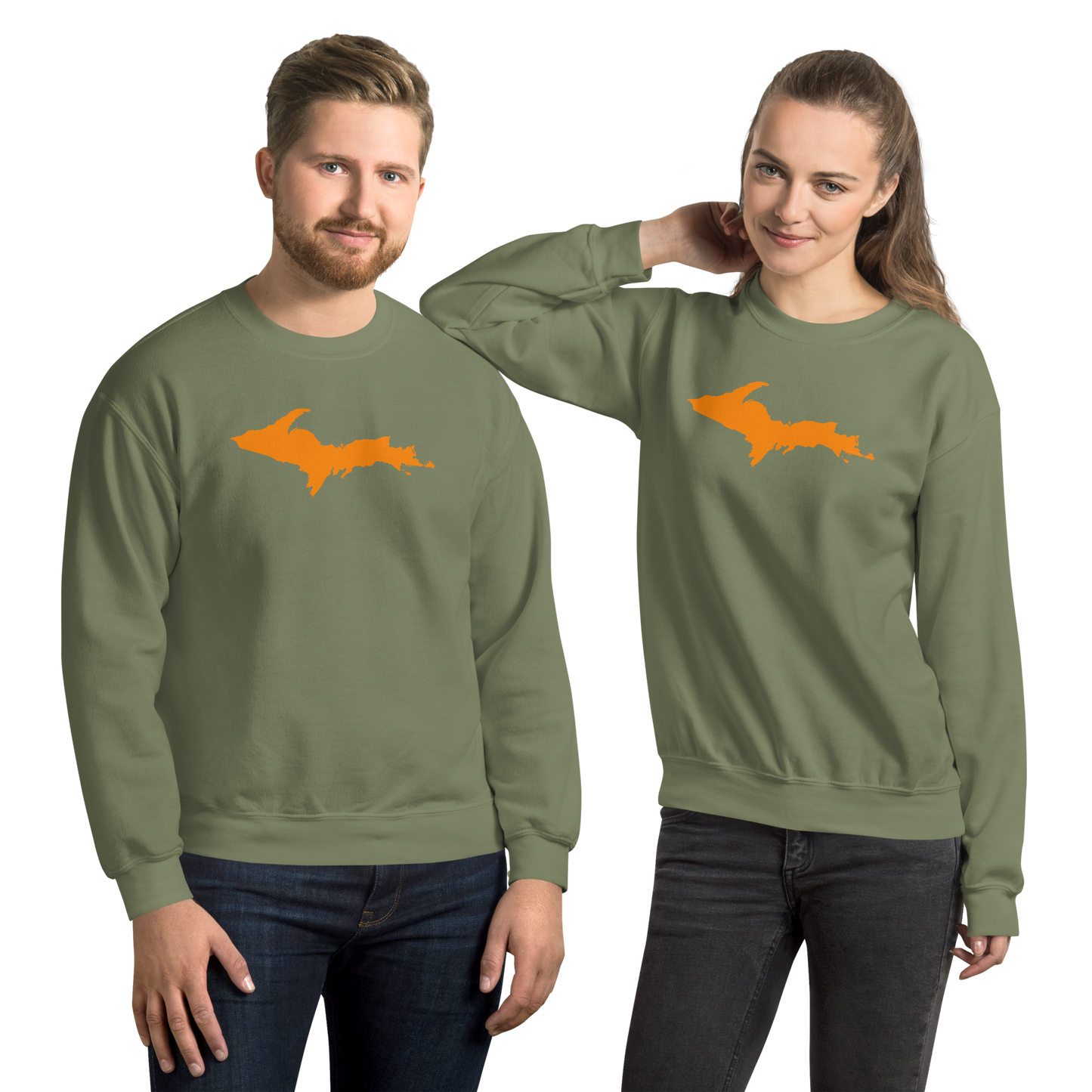 Michigan Upper Peninsula Sweatshirt (w/ Orange UP Outline) | Unisex Standard