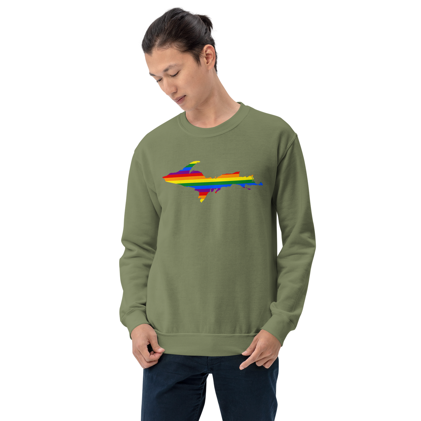 Michigan Upper Peninsula Sweatshirt (w/ UP Pride Flag Outline) | Unisex Standard